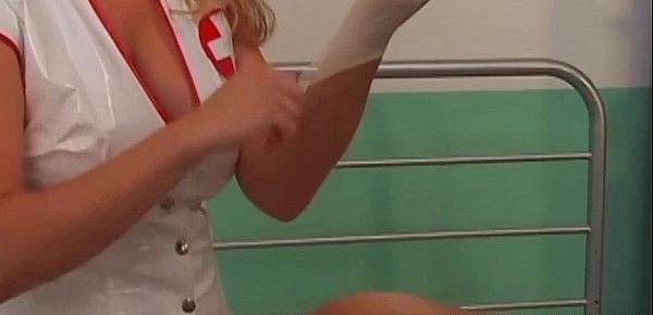  Gangbanged by nurses with huge strapon dildos